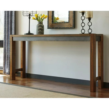Rustic Console Table, Large Design With Two Tone Wooden Construction, Brown