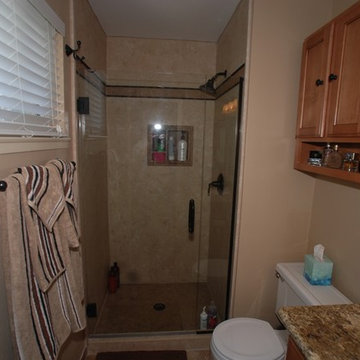 Mission Viejo Travertine Shower & Metal Inlay Border