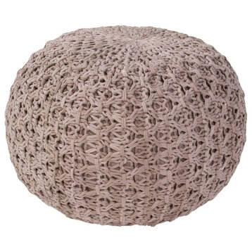 20" Fossil Gray Textured Solid Pattern Spherical Cotton Pouf Ottoman