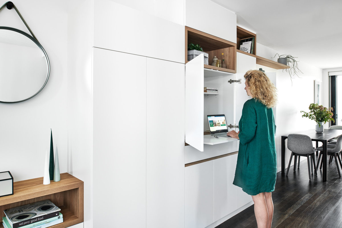 Concealed, pull out work top