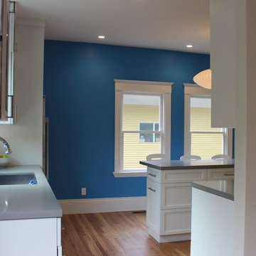 Vibrant Blue & White Family-Friendly Kitchen