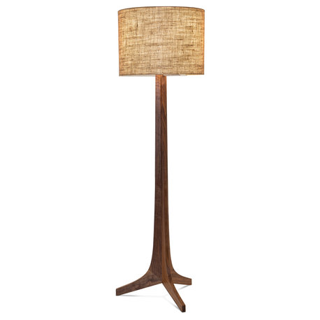 Nauta Floor Lamp, Walnut, Burlap, No Shelf