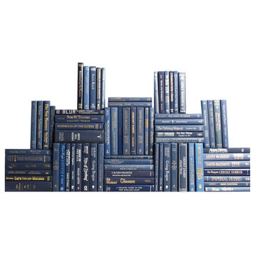 Modern Navy Book Wall, Set of 75