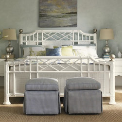 Ivory Key King Pritchards Bay Panel Bed With Leather Wrapped Rattan And Silver L - Products