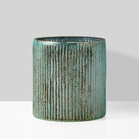 Serene Spaces Living Verdigris Ribbed Glass Container