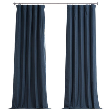 Noble Navy Dune Textured Hotel Blackout Cotton Curtain Single Panel, 50Wx108L