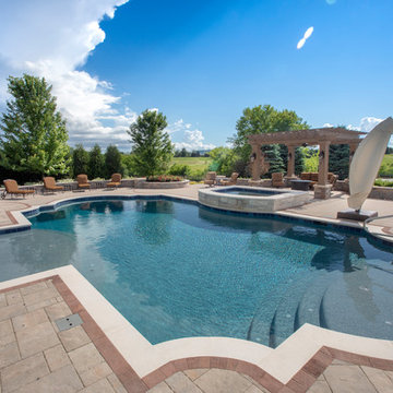 Elgin, IL Roman End Pool with Freeform Hot Tub