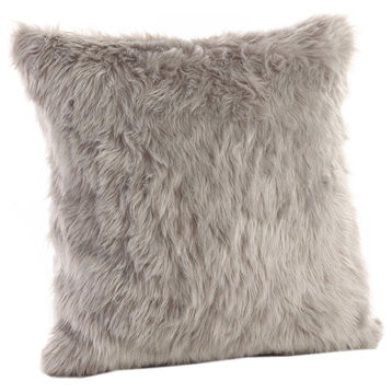 Juneau Faux Fur Throw Pillow, Gray
