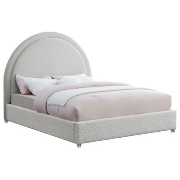 Milo Velvet Upholstered Bed, Cream, Full
