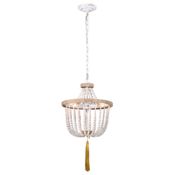 PD030/3WH Sabina 14" 3-Light Indoor Weathered White and Matte Gold Chandelier