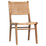 Karina Living - Emo Natural Finish Teak and Natural Woven Rattan High Back Dining Side Chair - Clean lines and solid teak wood construction wrapped around in a meticulously crafted handwoven rattan. This piece showcases a stunning natural finish, this dining chair will bring some serious style to your dining space. Works beautifully in coastal or organic modern designs.