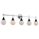 Kalco - Bogart 39x12" 5-Light Midcentury Wall-Light by Kalco - From the Bogart collection  this Midcentury 39Wx12H inch 5 Light Vanity will be a wonderful compliment to  any of these rooms: Bathroom; Vanity; Spa; Powder Room