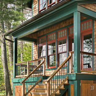 Idéer för rustika verandor, med takförlängning