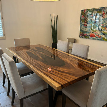 Walnut & Black Epoxy Dining Table