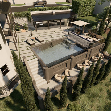 Modern Hillside Backyard Oasis
