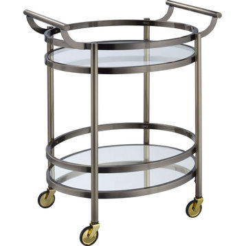 Lakelyn Serving Cart - Brushed Bronze, Clear Glass