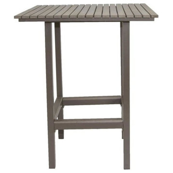 Riviera Outdoor Square Faux Wood Bar Table, White