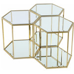 Meridian Furniture - Sei Glass Top End Table With Mirrored Base, Gold, 3 Piece - This SEI end table set of three puts you in complete control of the look of your space. Use a single table for a small space, or put together two or more tables for an expanded look when game night requires extra room for you to spread out. The beautiful brushed gold frame holds a glass top with mirrored base and parallel mirrored bottom shelf. The modular design lets you connect as many tables as you need for a custom solution to your requirements.