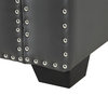 Veber PU Leather Nailhead Trim Storage Ottoman Bench, Gray