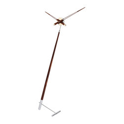 Pisa Walnut N Table Clock in Steel and Natural Walnut Wood - Desk And Mantel Clocks