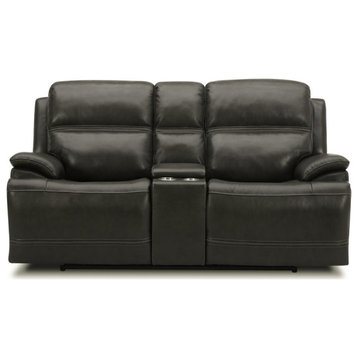 Bentley Graphite Gray Loveseat With Console