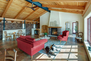 Inspiration for a country living room remodel in Detroit