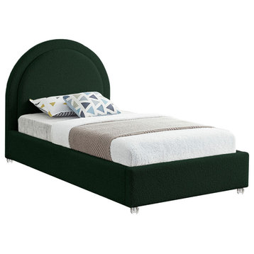 Milo Velvet Upholstered Bed, Green, Twin