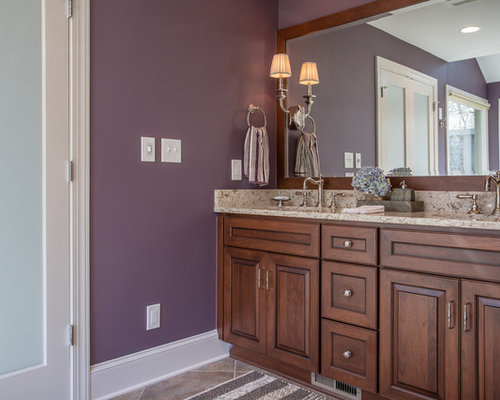 Modern Purple And Beige Bathroom for Simple Design