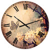 Vintage Butterfly and Cherry Tree Floral Round Wall Clock, 23x23