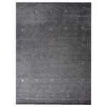 Get My Rugs LLC - Hand Knotted Loom Wool Area Rug Contemporary Charcoal - The charm and beauty of this charcoal shaded  Wool rug will add a tinge of Tangerine to your interiors. Don't blame yourself for feeling compelled to pick it up for your home décor. Its elegant charcoal shade, soft Wool stuff, great finishing, high durability and smooth texture will sooth your body and mind.