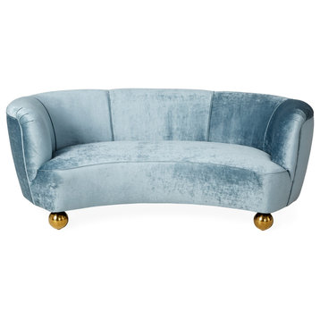 Parker Curved Sofa, Brussels Powder Blue