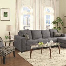 Coaster 500311 Norland Grey Contemporary Sectional Sofa With Pillows - Living Room Furniture Sets
