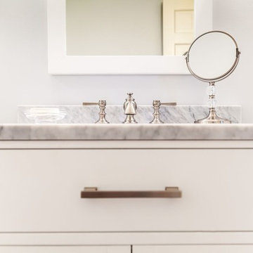 Minimal White Bathroom Vanity with Marble Countertop – Beverly MA