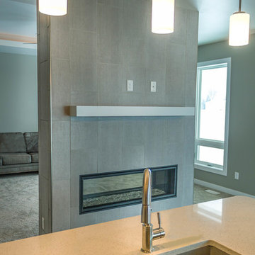 Kitchen Island and Dual Fireplace