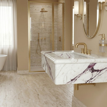Bespoke Calacatta Viola Floating Marble Sinks | Luxury Bathroom Vanity