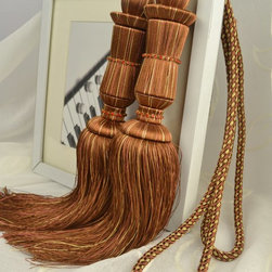 6 Colors QYM26 Polyester Curtain Tassel Tie Backs in Brown Color - Window Treatment Accessories