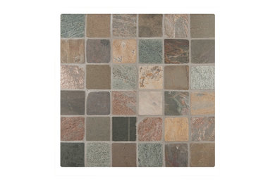 Tumbled Mixed Slate Mosaic Slate Tile, Chip Size: 2"x2", Set of 10