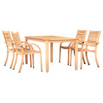 International Home Miami - Amazonia Canada Rectangular 5-Piece Teak Finish Patio Dining Set - Great Quality, elegant design patio set, made of solid eucalyptus wood. FSC (Forest Stewardship Council) certified. Enjoy your patio with style with these great sets from our Amazonia outdoor collection.  Armchair Dimensions: 23Lx23Wx36H. Armchair Seat Dimensions: 16.5Dx17Wx18H. Table dimensions: 59L x 33W x 29H.