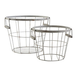 Round Wire Baskets with Handles - Baskets