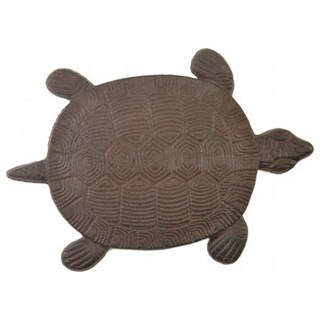 Decorative Cast Iron Yard And Garden Stepping Stone, Turtle, Rust Brown