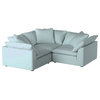 Sunset Trading Puff 3PC Slipcovered Modular Fabric Sectional in Blue