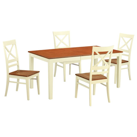 5-Piece Dinette Set for Kitchen Table and 4 Dining Chairs, Buttermilk