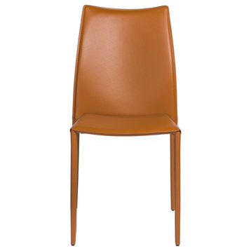 The Dubai Stacking Side Chair, Leather, Set of 2, Cognac