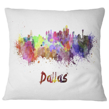 Dallas Skyline Cityscape Throw Pillow, 18"x18"