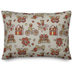DDCG - Kids Whimsical Folk Pattern in Red Throw Pillow - Bring some whimsical personality and character to your space with this folk-inspired decorative lumbar throw pillow. This patterned lumbar pillow makes the perfect accent piece because it can be mixed and matched with other pillows to create an eclectic, exciting style. Designed in the United States, this product makes a functional and fun accent piece for your home. The result is a beautiful design you're sure to love.