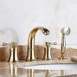 Antique Brass Golden Printed Four-pieces with Hand Shower Bathroom Sink Faucets Bathtub Faucets TG0393 - Bathtub Faucets