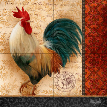 Tile Mural Kitchen Backsplash A French Rooster III-AW by Abby White