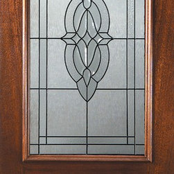 Slab Front Single Door 80 Mahogany Princeton 2 Panel Arch Lite Glass - Front Doors