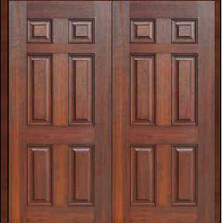 Prehung Exterior Double Door 80 Fiberglass 6 Panel Solid - Front Doors