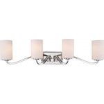 Nuvo Lighting - Traditional Willow 4-Light Vanity, Polished Nickel Finish - Willow 4 Light Vanity - Polished Nickel with White Glass